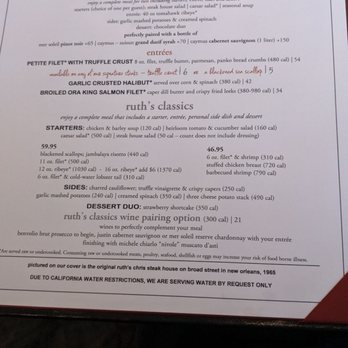 Ruth's Chris Steak House - Menu - Steakhouses Near Me - Pasadena, California Ruth's Chris Steak House - Menu - Steakhouses Near Me - Pasadena, California
