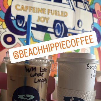 Beach Hippie Coffee - White mocha lavender latte and a boogie board latte - Coffee & Tea Near Me - Myrtle Beach, South Carolina Beach Hippie Coffee - White mocha lavender latte and a boogie board latte - Coffee & Tea Near Me - Myrtle Beach, South Carolina