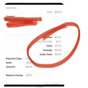 Anthony's Coal Fired Pizza & Wings - Special instructions on the receipt - Pizza Near Me - Boca Raton, Florida