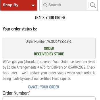 Edible Arrangements - Here you can see the status of my order and the date it was SUPPOSED TO BE DELIVERED. - Gift Shops Near Me - Avondale, Arizona