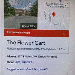 The Flower Cart - Notice that business is permanently closed.
