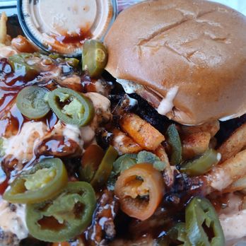 CleaveLand Grill - Midtown - Burger With Loaded Fries (I got the lamb) - Chicken Wings Near Me - Cleveland, Ohio CleaveLand Grill - Midtown - Burger With Loaded Fries (I got the lamb) - Chicken Wings Near Me - Cleveland, Ohio