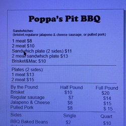 Poppa's Pit Barbeque - Menu