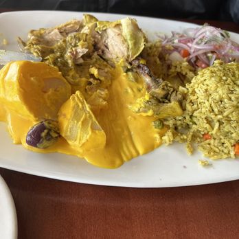 El Rocoto - Arroz con pollo con Huancaina. Huancaina puro palillo. Arroz masacote. - Peruvian Near Me - Gardena, California El Rocoto - Arroz con pollo con Huancaina. Huancaina puro palillo. Arroz masacote. - Peruvian Near Me - Gardena, California