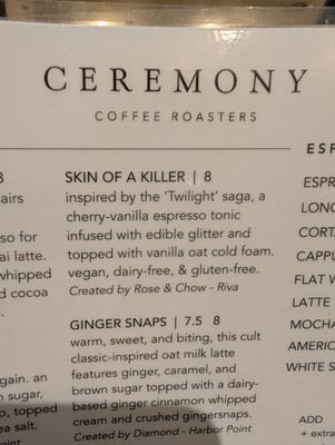 Menu photo 2 Ceremony Coffee Roasters Baltimore, MD Menu photo 2 Ceremony Coffee Roasters Baltimore, MD