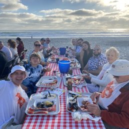 Lobster boil and clambake on the sand in Mission beach. Incredible food and a perfect view from every seat! Lobster boil and clambake on the sand in Mission beach. Incredible food and a perfect view from every seat!