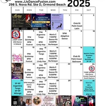 JJ's Dance Fusion - MAY CALENDAR OF EVENTS AND CLASSES
@ JJ's Dance Fusion Ormond Beach
jjsdancefusion.com - Dance Studios Near Me - Ormond Beach, Florida