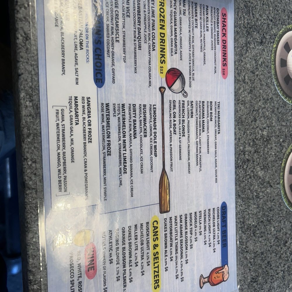 Grouper Shack - Drink menu - Seafood Near Me - Jacksonville Beach, Florida