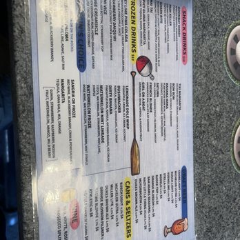 Grouper Shack - Drink menu - Seafood Near Me - Jacksonville Beach, Florida