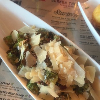 Common Theory - Roasted Brussels sprouts with bacon, balsamic and Parmesan. - Gastropubs Near Me - San Diego, California Common Theory - Roasted Brussels sprouts with bacon, balsamic and Parmesan. - Gastropubs Near Me - San Diego, California