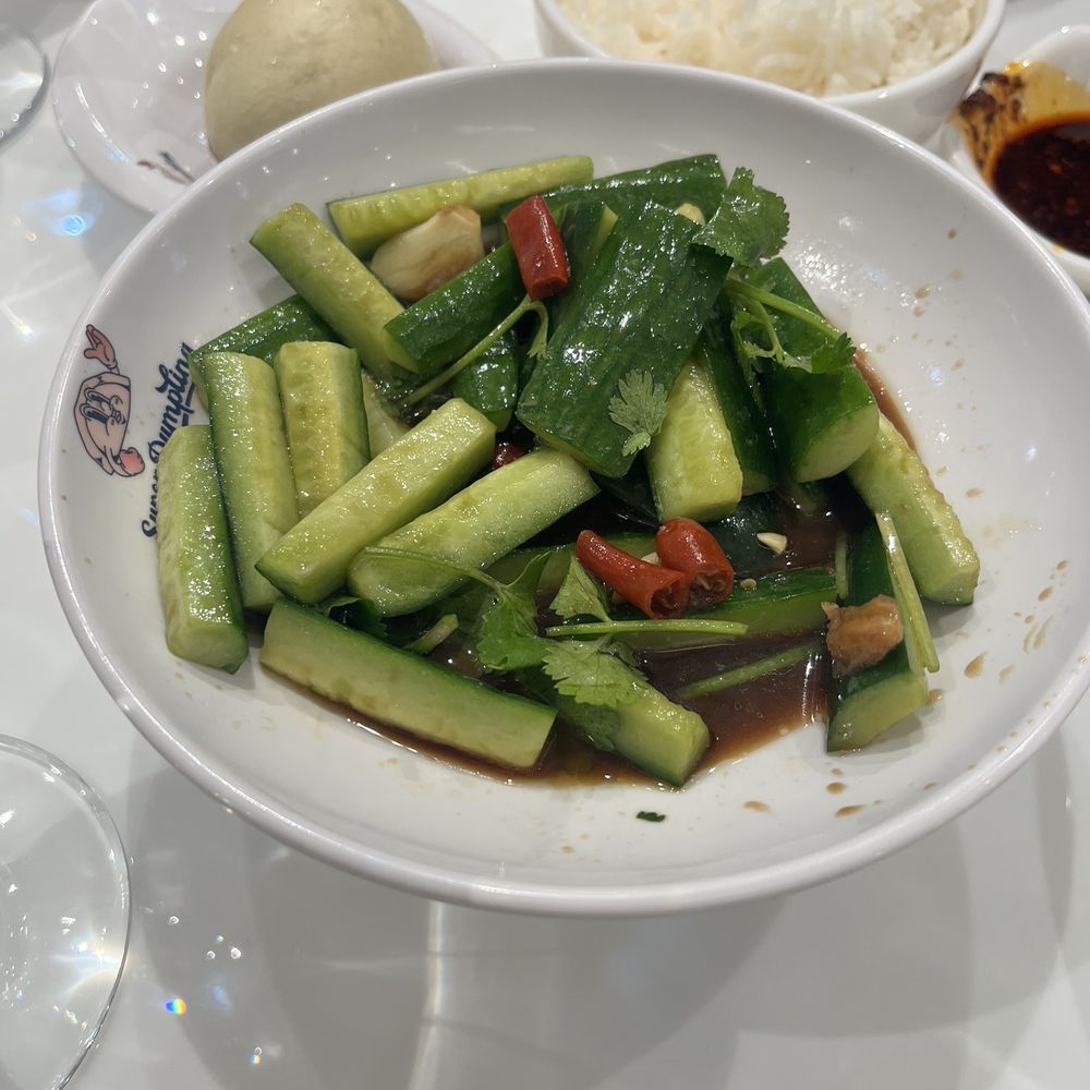 Super Dumpling - Cucumber salad, tangy, crisp and the right amount of spicy - Noodles Near Me - Orange, California