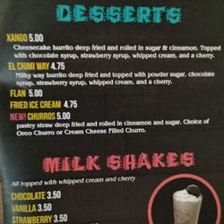 Javier's Mexican Grill - Menu, desserts, milk shakes