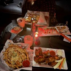 Truffle Fries Wolf Wings (9pc) Crispy Chicken Sandwich sushi Yummy Roll
