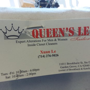 Queen S Le Tailor Sewing Alterations 11011 Brookhurst St Garden Grove Ca Phone Number