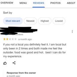 a review of the restaurant
