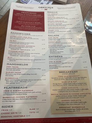 Menu photo 2 Obrycki's Restaurant and Bar Baltimore, MD Menu photo 2 Obrycki's Restaurant and Bar Baltimore, MD