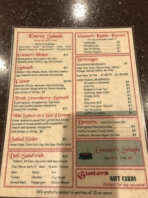 Menu photo 6 Gustav's Leavenworth, WA