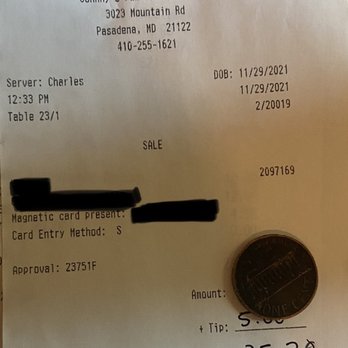 Johnny's Family Restaurant - A penny face down= not satisfied with the service. Felt like burden asking for things and our waiter would begin walking away mid ask. - Breakfast & Brunch Near Me - Pasadena, Maryland