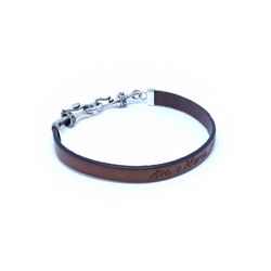 Hand stamped Italian calfskin with the"AVE MARIA" and solid silver , signature Mahlia clasp