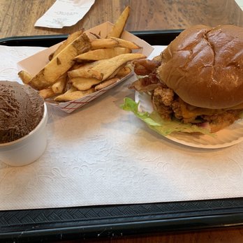 Rock's Chicken & Fries - Bacon cheddar fried chicken sandwich, fries and chocolate frozen custard - American Near Me - Atlanta, Georgia Rock's Chicken & Fries - Bacon cheddar fried chicken sandwich, fries and chocolate frozen custard - American Near Me - Atlanta, Georgia