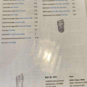 Bun Bo Way - Menu - Vietnamese Near Me - Westminster, California Bun Bo Way - Menu - Vietnamese Near Me - Westminster, California