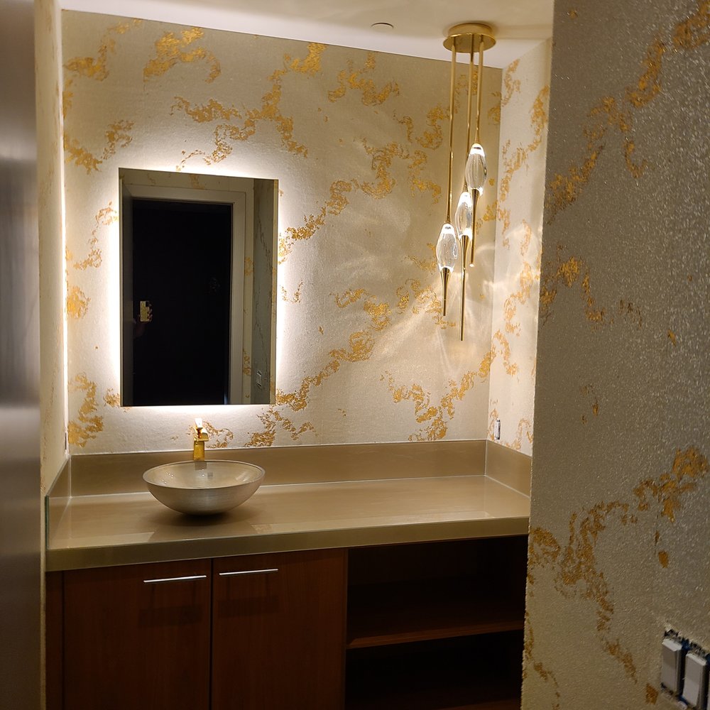 Maestro Bath - Atelier Venice Sink (gold/silver) and Skip Diamond 1-hole Luxury Vessel Sink Faucet (polished gold) - Kitchen & Bath Near Me - Laguna Hills, California