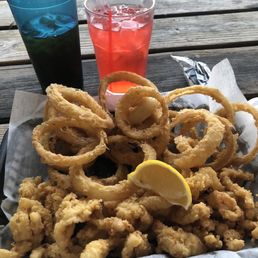 Fried Ipswich Clam Strips Basket Hand Battered Onion Rings Lemon Splash Fried Ipswich Clam Strips Basket Hand Battered Onion Rings Lemon Splash