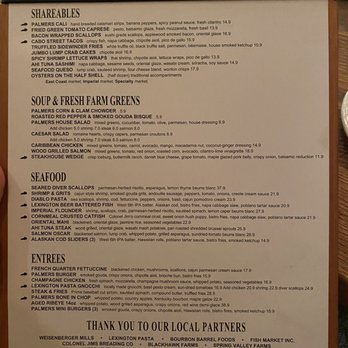 Palmers Fresh Grill - Menu - Steakhouses Near Me - Lexington, Kentucky Palmers Fresh Grill - Menu - Steakhouses Near Me - Lexington, Kentucky