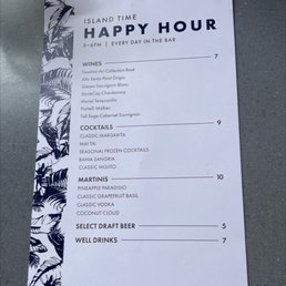 Happy hour menu Happy hour menu