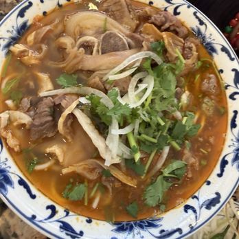 Pho So 1 Boston - Bun Bo hue-spicy, hearty noodle soup with vermicelli noodles,lemongrass flavor and pork - Vietnamese Near Me - Randolph, Massachusetts