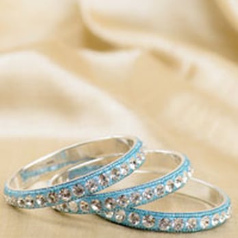 Karma-Xpress - Our Blue Studded Bangles are handmade by women artisans in Western India using nickel-free brass and resin with inlay of crystals. - Women's Clothing Near Me - Glendale, California