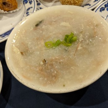 Great Wall Cuisine - top: sesame balls. Bottom: Rice porridge - Dim Sum Near Me - Phoenix, Arizona