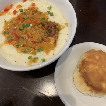 Two Eggs! - McDonough - Salmon and grits with biscuit - Breakfast & Brunch Near Me - Hampton, Georgia