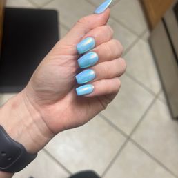 Acrylic with gel polish and chrome finish Acrylic with gel polish and chrome finish