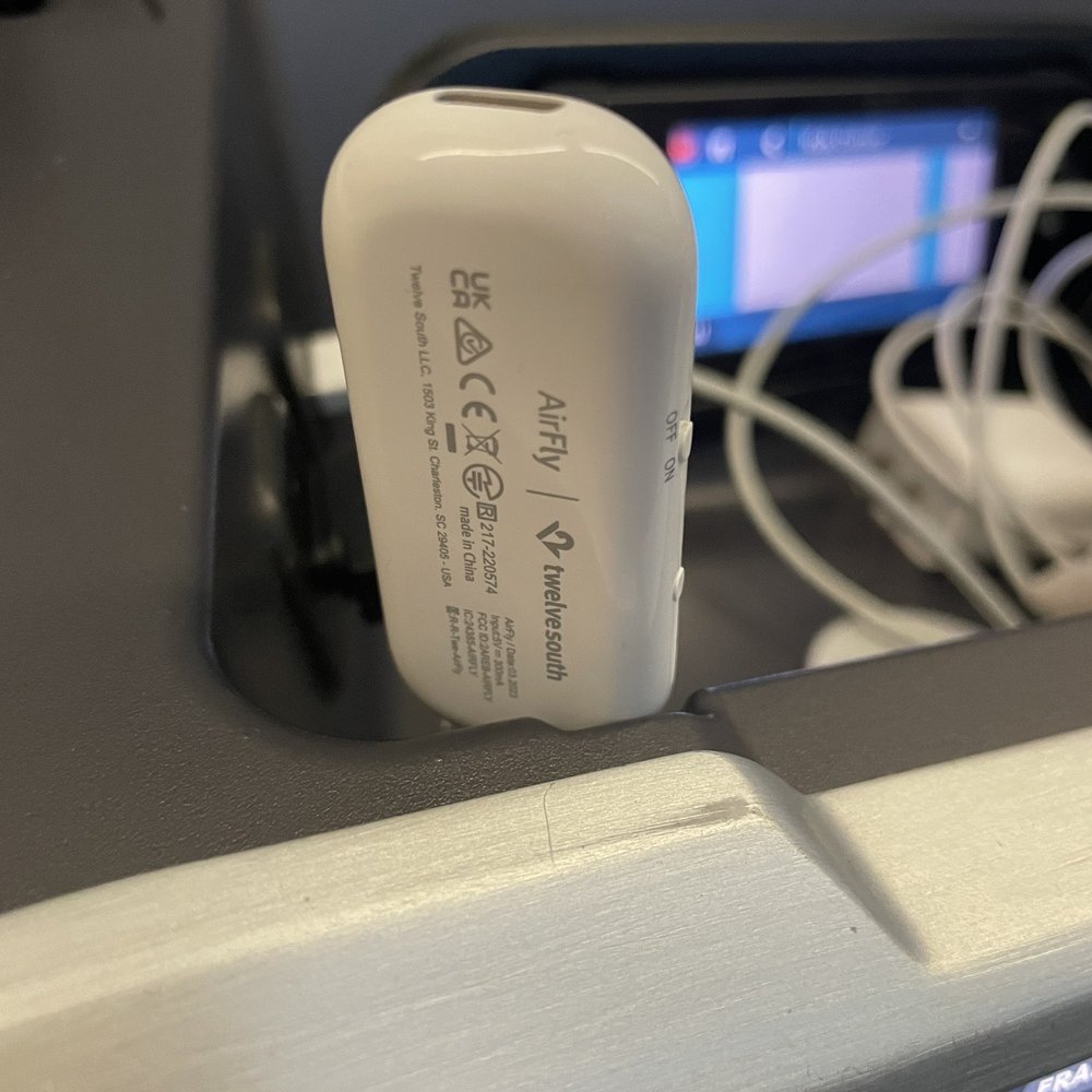 Airfly Bluetooth adapter ($35 on Amazon) connects to my Airpod Pro Max for better noise canceling Airfly Bluetooth adapter ($35 on Amazon) connects to my Airpod Pro Max for better noise canceling