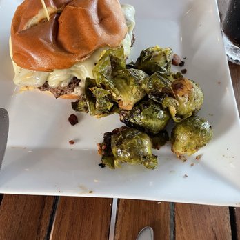 Moody Tire - Mushroom Gruyère Burger with roasted Brussels Sprouts - Tires Near Me - Vero Beach, Florida