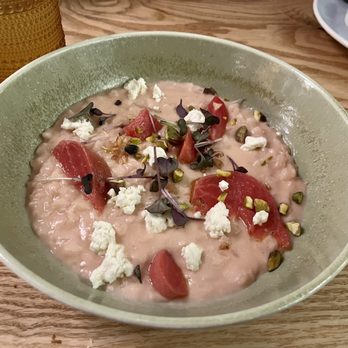 Lotte - Beet Risotto ($19) Roasted Local Beets, Goat Cheese, Pistachio, Olive Oil - New American Near Me - Wichita, Kansas Lotte - Beet Risotto ($19) Roasted Local Beets, Goat Cheese, Pistachio, Olive Oil - New American Near Me - Wichita, Kansas