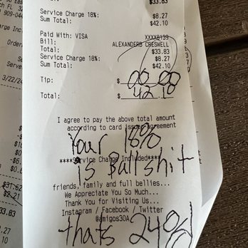Amigos 30A Mexican Kitchen - Receipt - Mexican Near Me - Inlet Beach, Florida