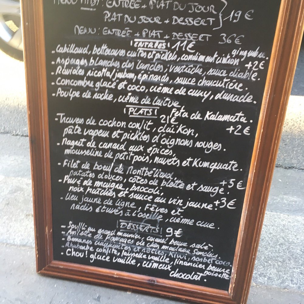 Le Pantruche - The menu (changes every 2 weeks) - French Near Me - Paris, 75