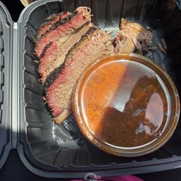 Brisket half a pound with a side of yams