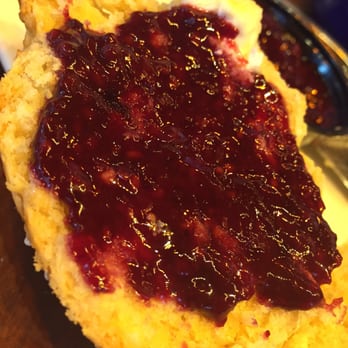 Miss Shirley's Cafe, Inner Harbor - Benne Seed Honey and Cream Cheese Buttermilk Biscuits with House-made Bourbon Blackberry Jam - Breakfast & Brunch Near Me - Baltimore, Maryland