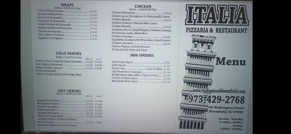 Menu photo 3 Italia Pizza Bloomfield, NJ