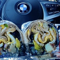 Sausage breakfast burrito w/ two eggs, potatoes, cheese, black beans, avocado, salsa | $10.95 (sorry for the bad pic!) Sausage breakfast burrito w/ two eggs, potatoes, cheese, black beans, avocado, salsa | $10.95 (sorry for the bad pic!)