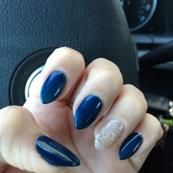 Priti Nails - Short almond shaped. Blue and silver. To die for. - Nail Salons Near Me - Lynnwood, Washington Priti Nails - Short almond shaped. Blue and silver. To die for. - Nail Salons Near Me - Lynnwood, Washington