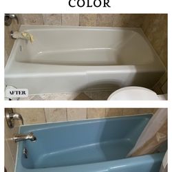 Same-day Tubs - Tub reglaze in custom color: almond color
Before: original blue tub