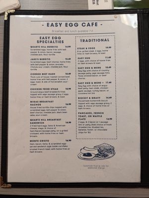 Menu photo 2 Easy Egg Cafe Quartz Hill, CA