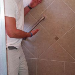 SQUARED AWAY Veteran HandyMan Services - Mrs Garcia's shower bar. I let her know if she was a little bit taller the area it should be installed is shown. Excellent customer :)