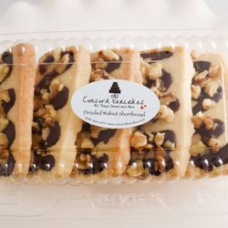 Concord Teacakes - Chocolate drizzled walnut shortbread