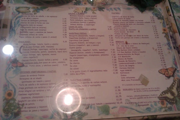 Menu photo 1 Il Piccolino Della Farfalla Madrid, M Menu photo 1 Il Piccolino Della Farfalla Madrid, M