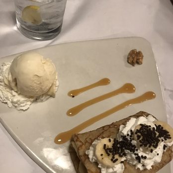 M & J Bistro - Banana Walnut Caramel Crepe. Yummy! - New American Near Me - Tracy, California